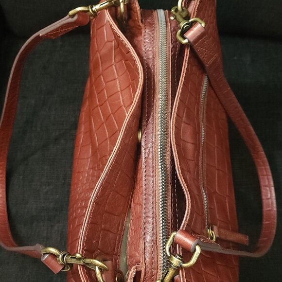 American Leather Co. Lenox Triple Entry Brown Leather Satchel - Picture 6 of 10